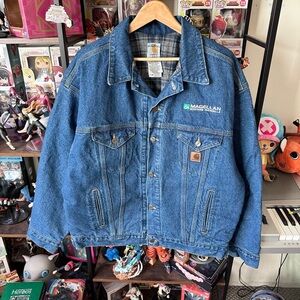 Vintage Carhartt J11 DST Denim Blanket Lined Jean Jacket Trucker Jacket Size XL